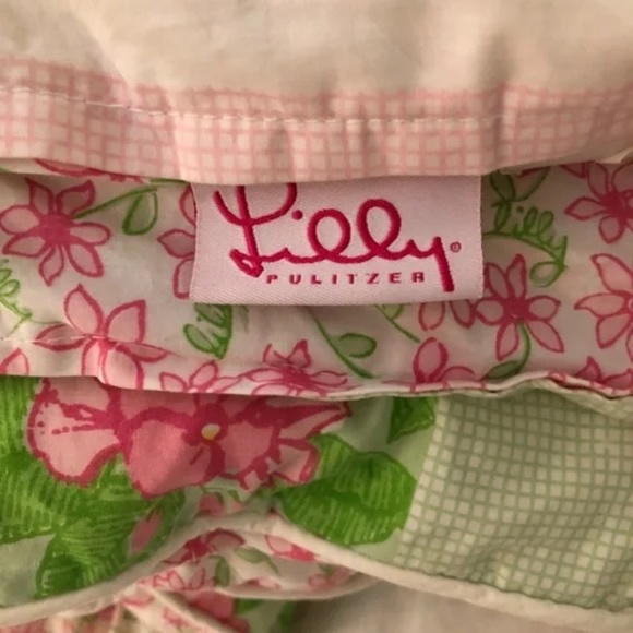 Lilly Pulitzer twin patchwork comforter quilted flowers reversible 100% cotton - Picture 9 of 11